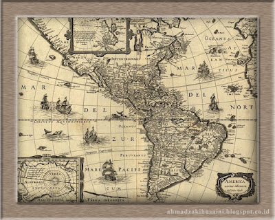 Peta Amerika lama yang dibuat Jodocus Hondius (1563-1612)