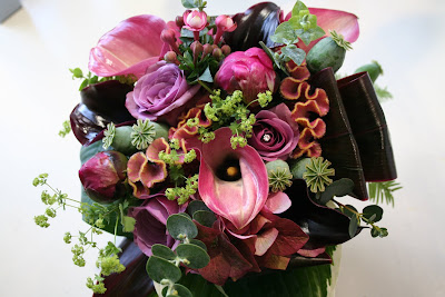  bouquet, Celosia, Blue Curiosa Roses, Callas, Peonies amp; Hydrangeas