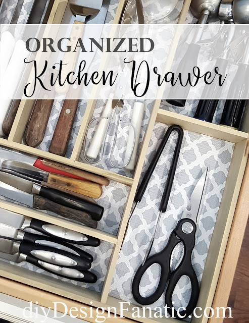 organization, kitchen drawer organization, cottage, cottage style, farmhouse, farmhouse style, diyDesignFanatic.com