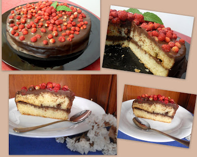 Pastel con chocolate y fresitas sin lactosa