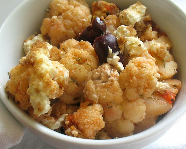 cauliflower gratin with feta and olives