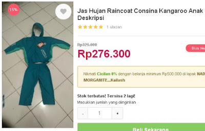 Jas Hujan Raincoat Consina Kangaroo Anak