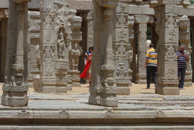 The famous decorated pillars of Veerbhadra Temple, Lepakshi, Andhra Pradesh