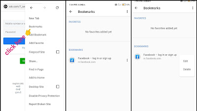 Steps to view and remove bookmarks in duckDuckGo browser