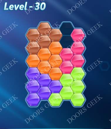 Block! Hexa Puzzle [6 Mania] Level 30 Solution, Cheats, Walkthrough for android, iphone, ipad, ipod