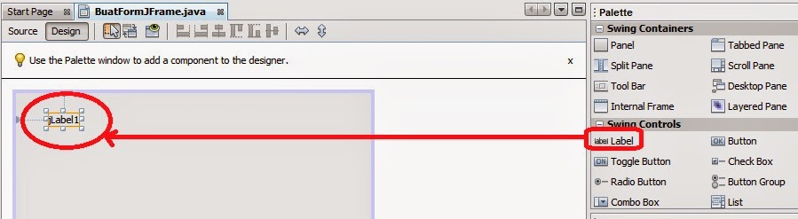 Cara Membuat Tulisan Dengan Label Pada Form Dalam NetBeans 