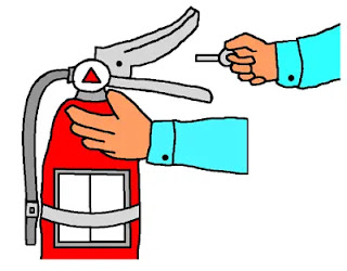 Abrazadera y tirador del extintor portátil