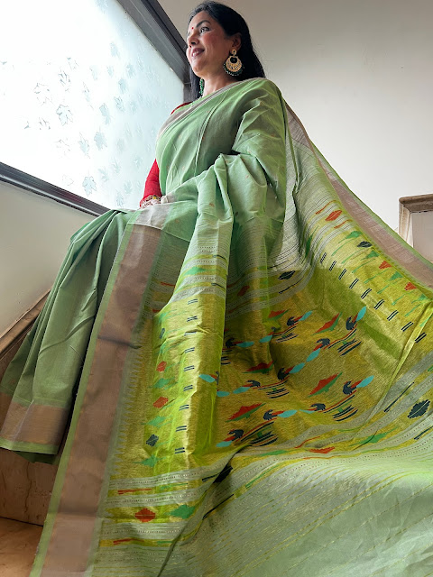 Nostalgia Woven: The Handloom Cotton Paithani with 120-Count Cotton and Vintage Pallu