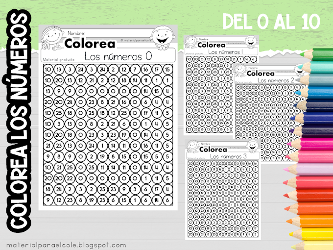 COLOREA LOS NÚMEROS DEL 0 AL 10