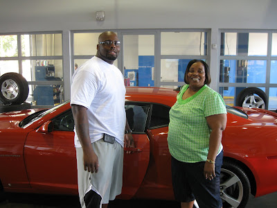 Jason Peters and mom, Teledoe and their new Chevy Camaro
