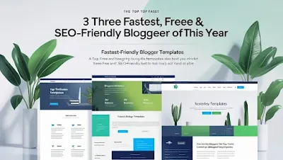 شاشة كمبيوتر تعرض مجموعة من أفضل قوالب بلوجر المجانية والسريعة المتوافقة مع SEO لعام 2025