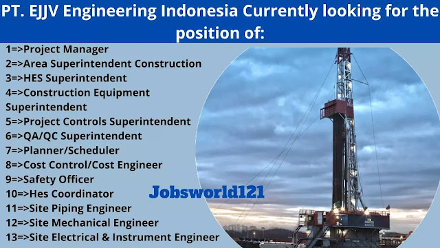 PT. EJJV Engineering Indonesia Currently looking for the position of: