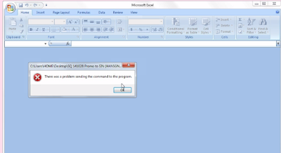 there was a problem sending the command di Excel 2007
