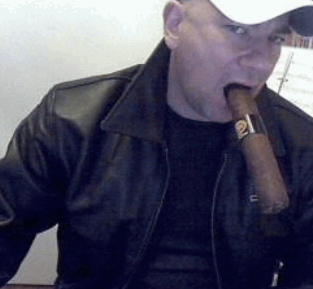 6 Handsome Men Smoking Cigars Wearing Leather Jackets