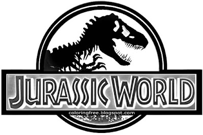 Prehistoric Jurassic world dinosaurs park logo teenage science fiction movie free coloring book page