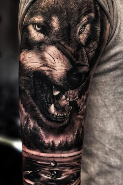 Top Beautiful Wolf tattoo designs for Men รอยสักรูปหมาป่า