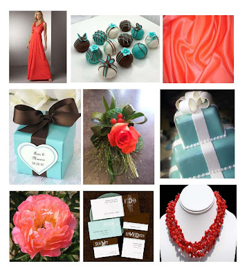 brown coral and turquoise wedding