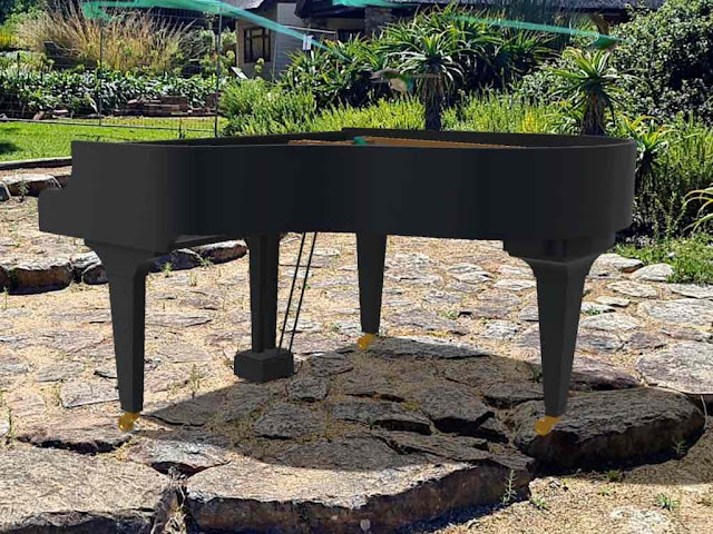 Augmented reality piano in public garden