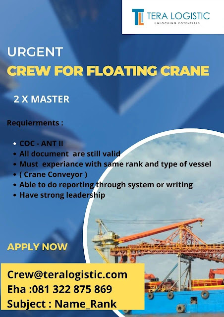 Urgent Need Crew for Floating Crane Nakhoda COC ANT II