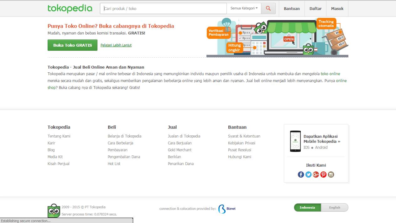 Tampilan tokopedia.com