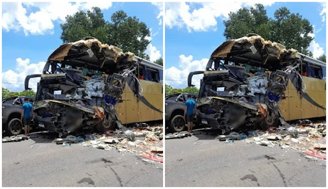 Oito pessoas morrem em grave acidente entre carreta e ônibus na BR-174 