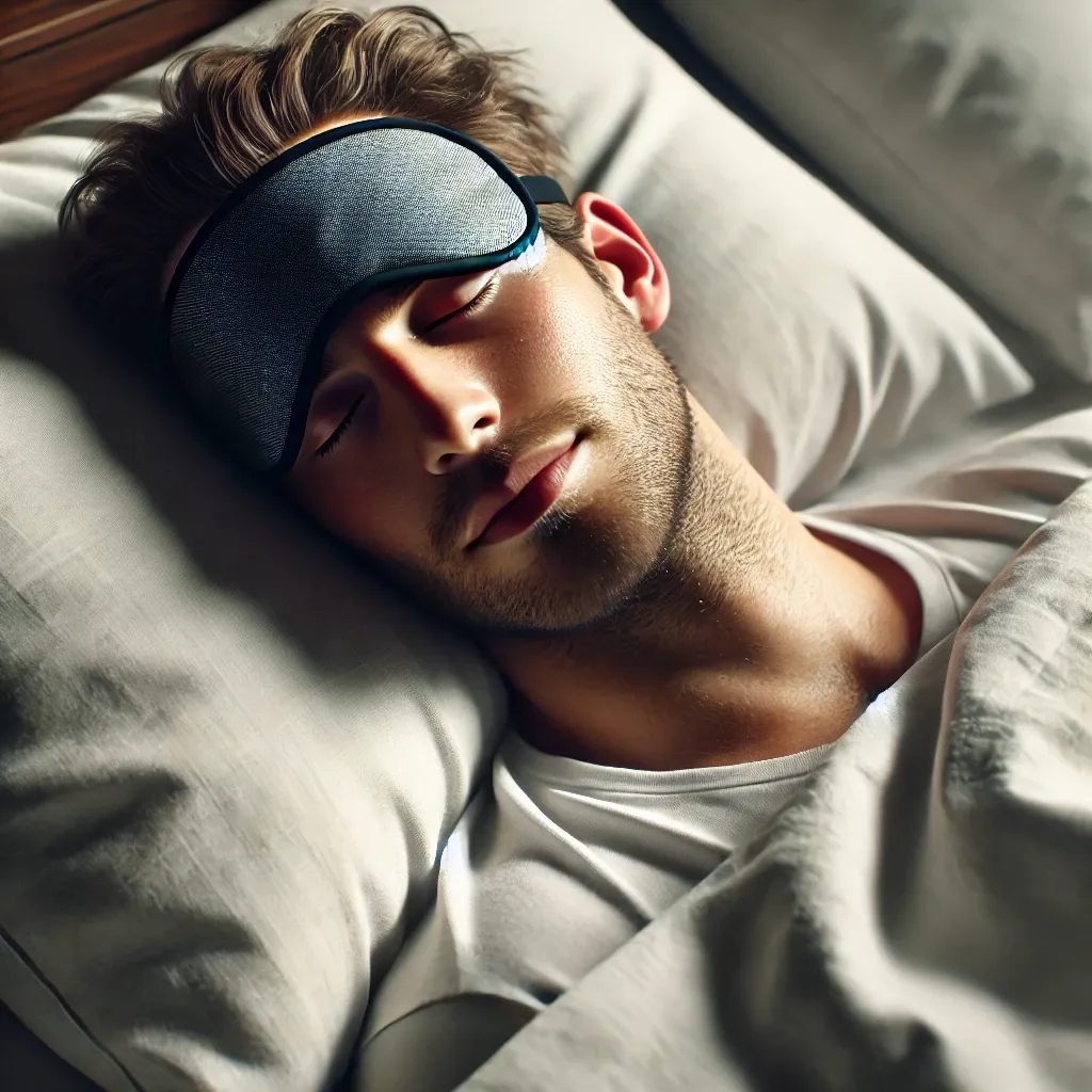a-man-lying-in-bed-wearing-a-sleep-mask
