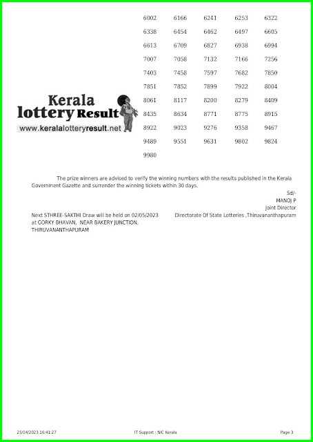 Off. Kerala Lottery Result 25.04.23, Sthree Sakthi SS-362 Results Today