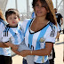 Lionel Messi's girlfriend Antonella Roccuzzo and son Thiago wear replica shirts and join Argentina WAGs at 1-0 win over Iran