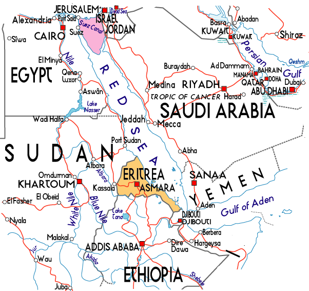 Map of Eritrea Country Area | Map of Africa Country Regional Political