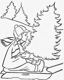 Desenhos para Colorir no Natal papai noel arvores e neve de natal