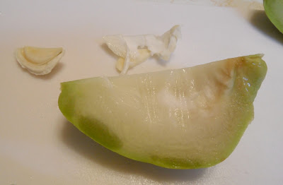 taking seeds out of the chayote