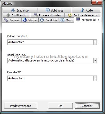 ConvertXtoDVD - Ajustes - Formato de TV
