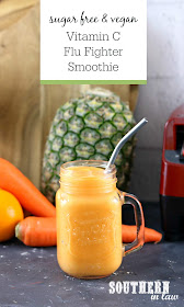 Vitamin C Flu Fighter Smoothie Recipe - Orange Pineapple Mango Carrot Smoothie Recipe - Gluten Free, Sugar Free, Vegan, Healthy, Clean Eating, Paleo