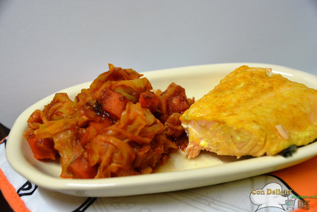 salmon with red cabbage