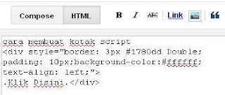 cara membuat kotak script di posting blog