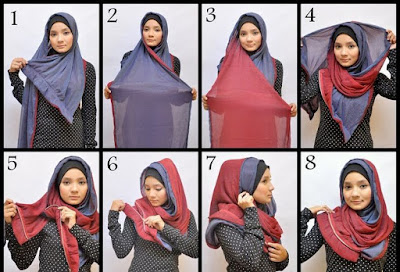 Cara Pakai Kerudung Segi Empat Panjang 