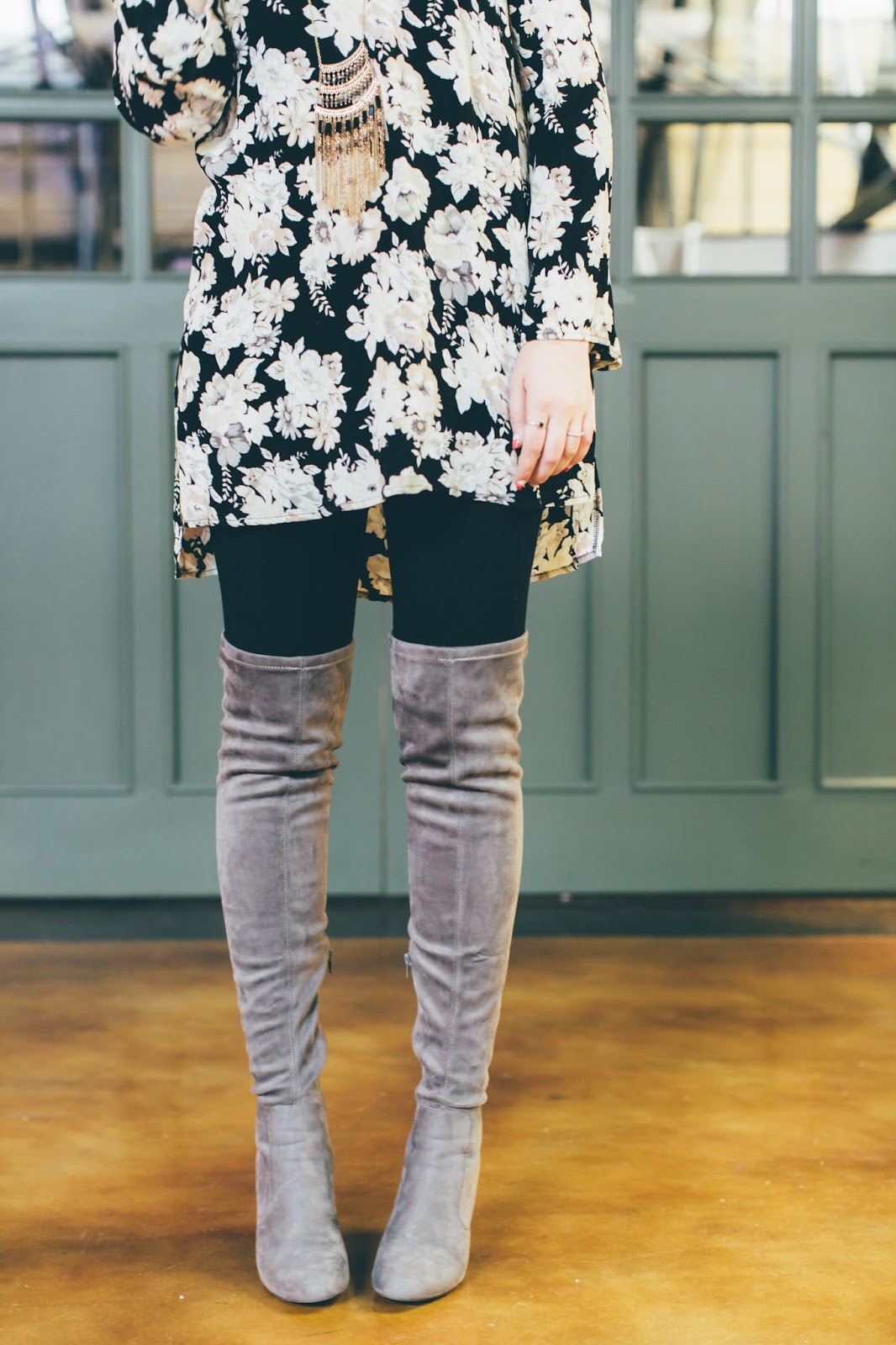 Thigh High Boots, Floral Tunic, Utah Fashion Blogger