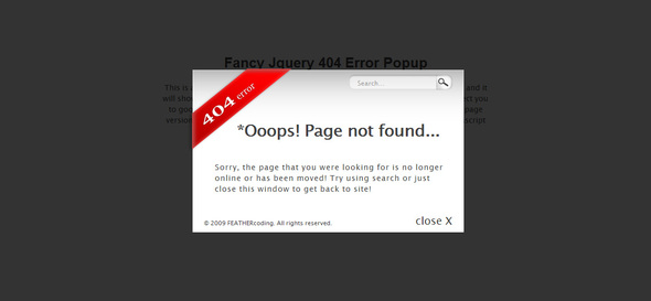Fancy Jquery 404 Error Popup - ThemeForest Item for Sale