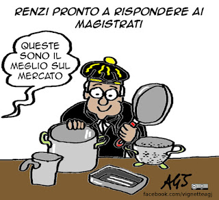 Renzi, trivelle, magistratura, pentole, vignetta, satira