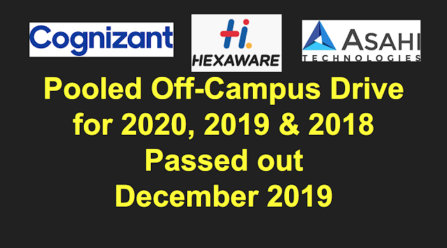 CTS, Hexaware, Asahi pooled campus drive for 2020, 2019 & 2018 passed out