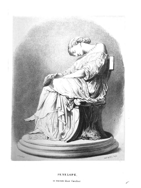 Penelope in marmer, illustratie uit De Tijdspiegel (1856)