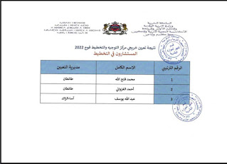 نتيجة تعيينات خريجي التفتيش ومركز التوجيه والتخطيط التربوي فوج 2022.