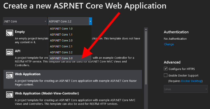ASP.NET Core 3 en Visual Studio 2019