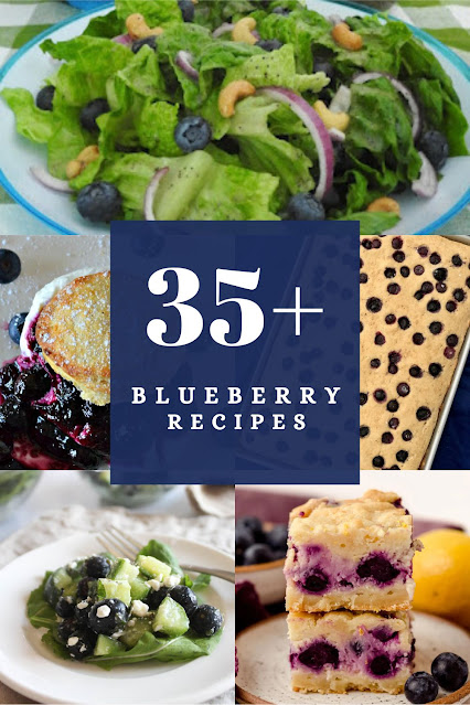 Collage of blueberry recipes.