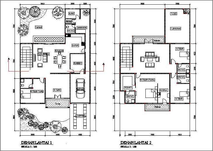 Desain dan Denah Rumah Minimalis Ukuran 8 x 10 Meter 