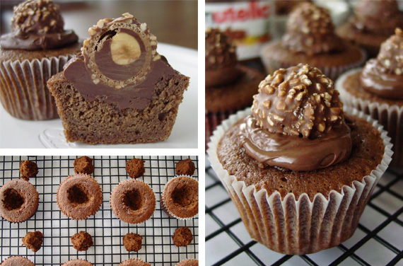 Nutella Cupcakes with Ferrero Rocher