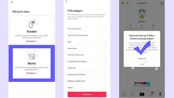 Cara Beralih ke Akun TikTok Bisnis: Step 3, 4 & 5