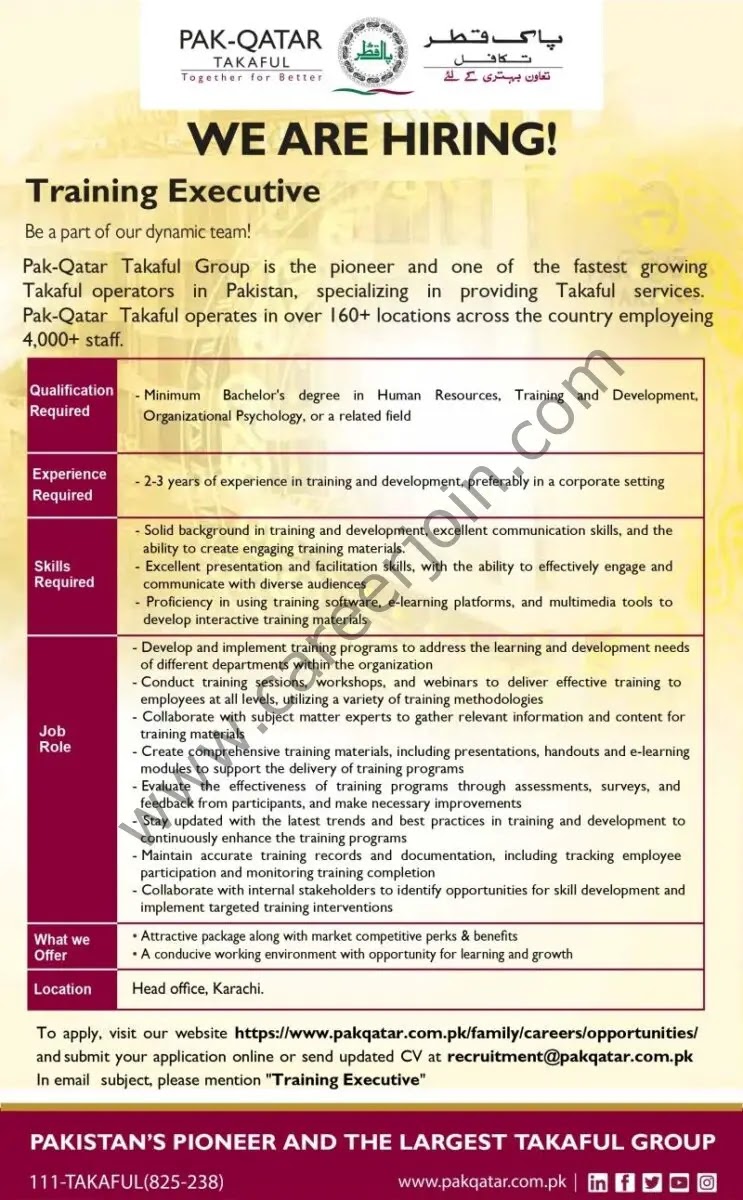 Pak Qatar Takaful Group Jobs 2023 Latest Advertisement