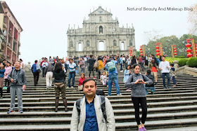 Series of steps in front of Ruins of St. Paul's facade. UNESCO world heritage site and a part of Historic Centre of Macao