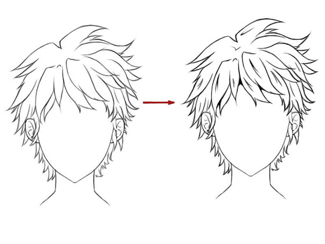 dessiner des cheveux manga: encrer les cheveux